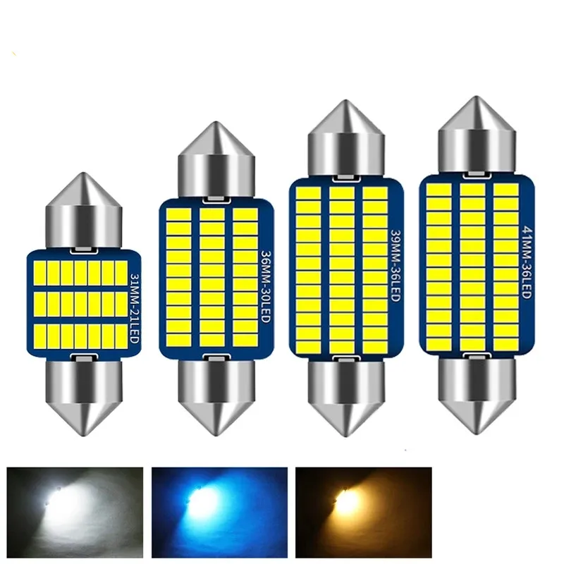 

100 шт., светильник для чтения интерьера, 6000K C5W C10W, 31 мм, 36 мм, 39 мм, 41 мм, 12 В