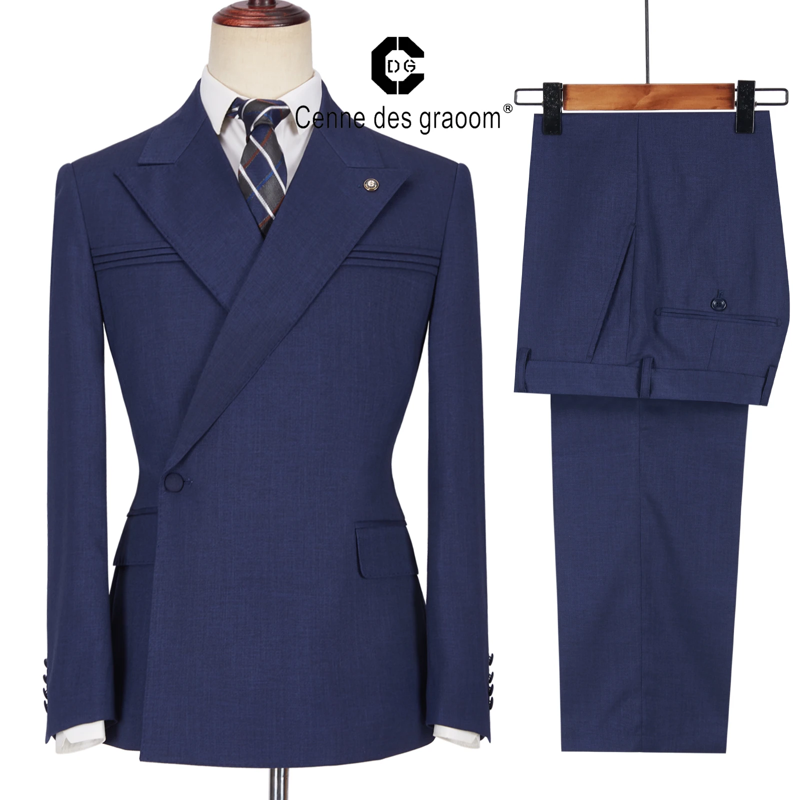 Cenne Des Graoom Men's Suits Double Breasted One Button Terno Masculino  Tailor-Made Blazers Pants Business Causal Groom Wedding