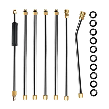 

7 Pcs/Set High Pressure Washer Extension Wand Washing Gun Replacement Lance 1/4'' Quick Connector 4000 PSI Clean Rod