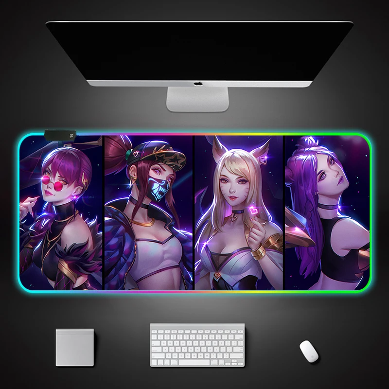 

MRGLZY Anime RGB Mouse Pad Abstinence Super Sexy Beauty Computer Keyboard Pad Resin Rubber Customizable Anime Mouse Mouse Pad