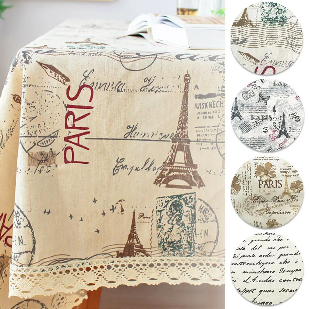 70x45CM Eiffel Tower Seal Pattern Fabric Cotton Linen For DIY Tablecloth Curtain Cushion Furniture Cover Quilting Decor Material