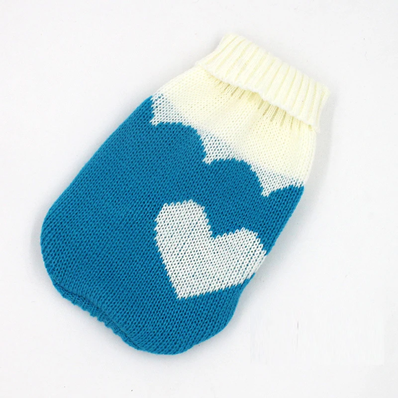Blue Heart Одежда для собак, пальто для маленьких собак, зимняя куртка для собак, кошек, одежда для чихуахуа, мультяшная полосатая Одежда для питомцев, костюм для собак Kawaii - Цвет: Blue Heart