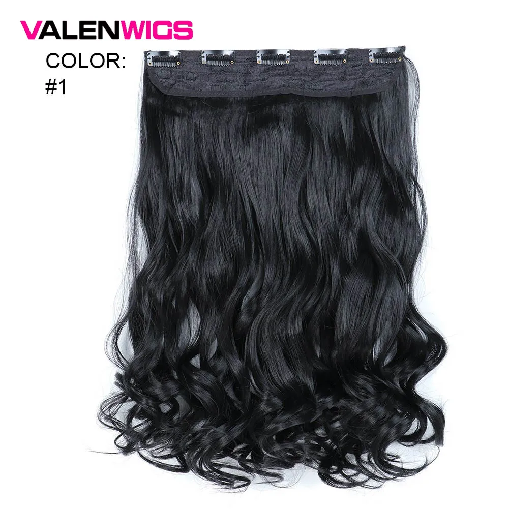 

Valen Wigs Pure Natural Color Women Synthetic Heat Resistant Wigs 5 Clips In Hair piece Long Wavy One Clip In On Hair Extensions