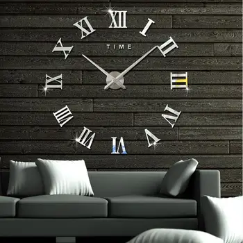 

DIY Decal Wall Clock Modern Design 3D Black Self Adhesive Mirror Surface Wall Clock Sticker Decor Watch For Kids Wall Sticker