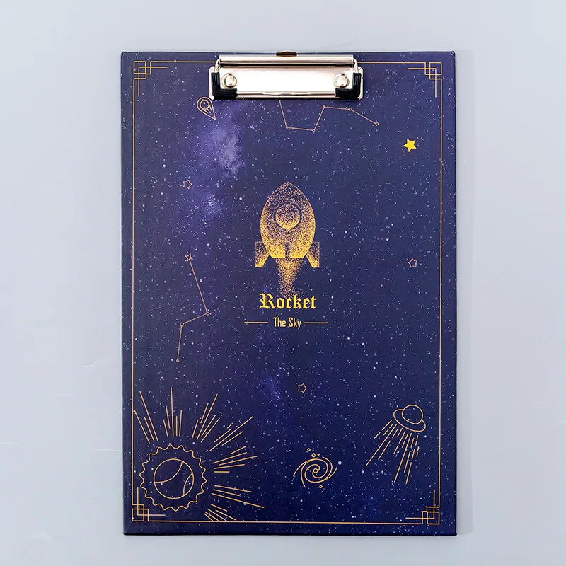 Korea Creative Fantasy Starry Sky A4 File Board Clip Learning Office Pad Writing Board Clip File Folder Report Folder images - 6