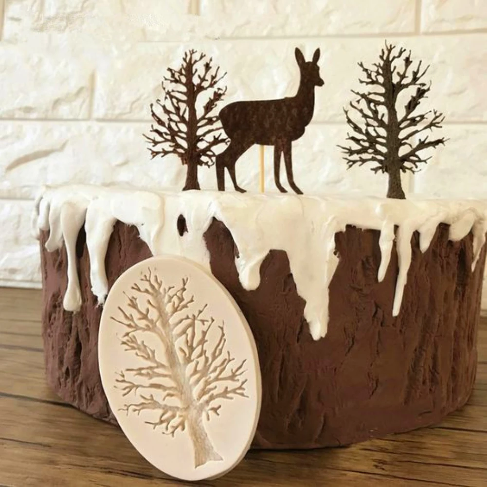 

1pc Creative DIY Cake Liquid Mould Tree Frame Mold Fondant Silicone 3D Chocolate Sugarcraft Mold Decorative Tools For Christmas