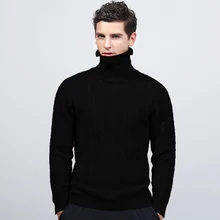 2019Fashion mens Wool Button Sweaters Men's Thick white&gray turleneck pullover korean full sleeves slim solid mens sweaters