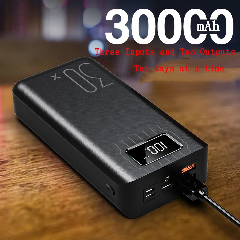 Xiaomi power Bank 30000mAh TypeC Micro USB QC Быстрая Зарядка Внешний аккумулятор светодиодный дисплей портативное Внешнее зарядное устройство для телефона