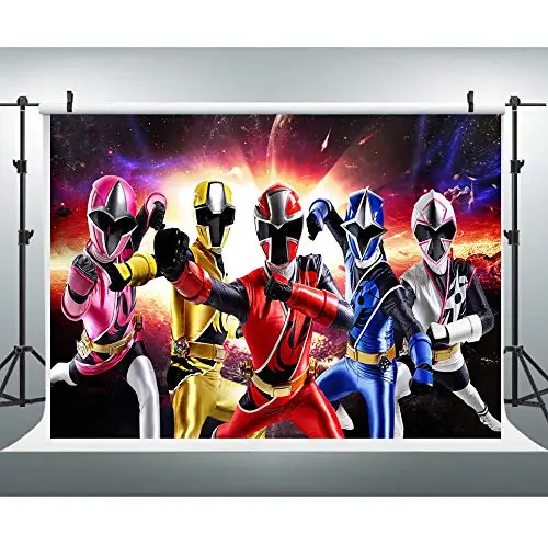 

Vinyl Photography Background Power Ranger Backdrop Kids Boy Party Decoration Personalized Name Age Happy Birthday Backgrounds