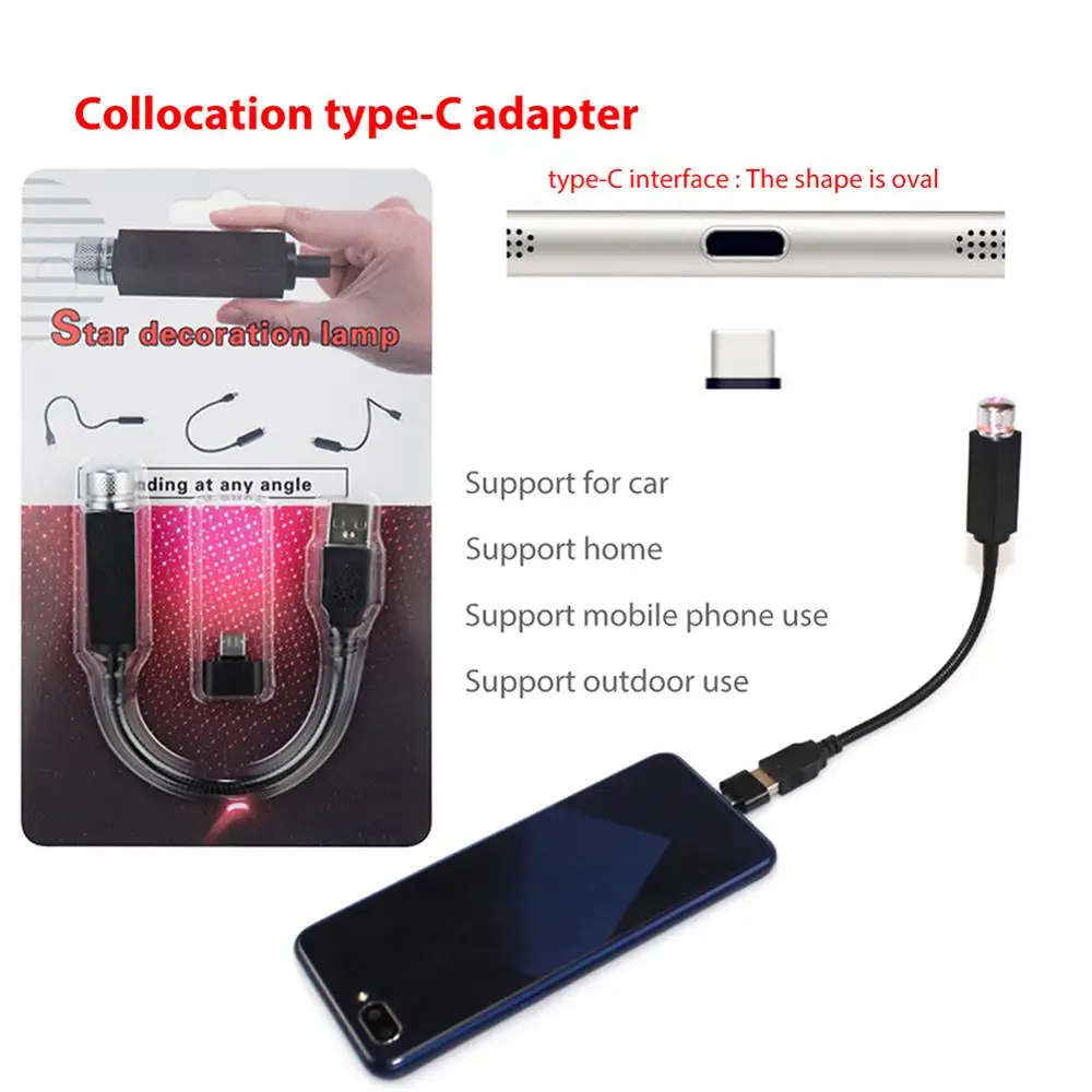 Pink light 04 Распродажа, автомобильный атмосферный светильник, USB, звездное небо, лампа, украшение, звезда, потолочный проекционный светильник, лазер, USB, на крышу, интерьерный автомобильный светильник - Испускаемый цвет: Pink light 04
