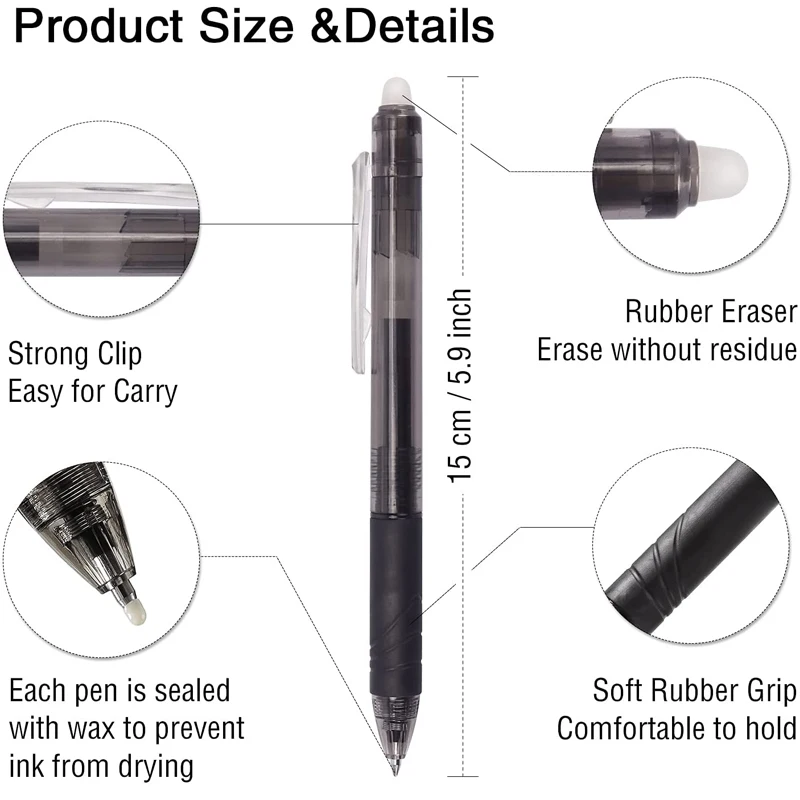 Zoecor Erasable Gel Pen Set for Kids Student Roller Ball Pens 0.5