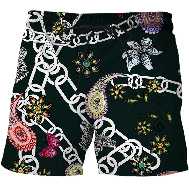 

NEW Summer Men's Shorts Fashion iron chain 3D Surfing Short Beach Short Men Casual Quick Dry Sports Pants Swimwear Beachwear