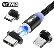 Cabo magnético de carregamento rápido do cabo do carregador de gtwin usb tipo c ímã do cabo do carregador micro usb fio do telefone móvel cabo de usb para iphone