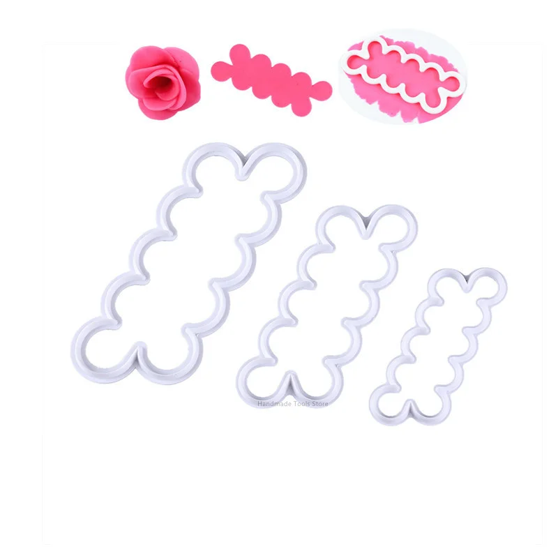 Plastic Pottery Rose Flower Cutting Molds 3D Rose Petal Made Quickly Polymer Clay Mold Tools DIY Handmade Ceramic Die 3PCS