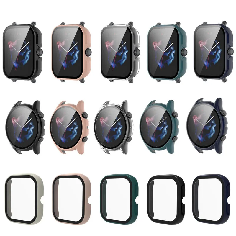 

Hard Edge Glass Screen Protector Film Case Shell For Amazfit GTR3/GTR2/GTR 3/2 GTS3/GTS 2e/GTS2 Mini/Bip U/Pro GTR2e GTS2e Cover