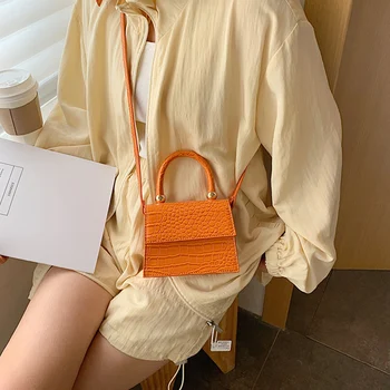 

Ladies Fashion Mini Crossbody Bag Vintage Female Crocodile Pattern Clutch Purse High Quality Leather Small Square Shoulder Bags