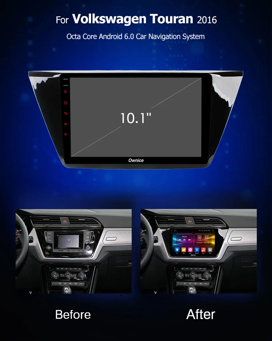 Flash Deal Ownice DSP carplay  8 Core android 9.0 car DVD Navi radio player GPS 2GB RAM Support 4G SIM DAB+ TPMS DSP for VW Touran 2016 1
