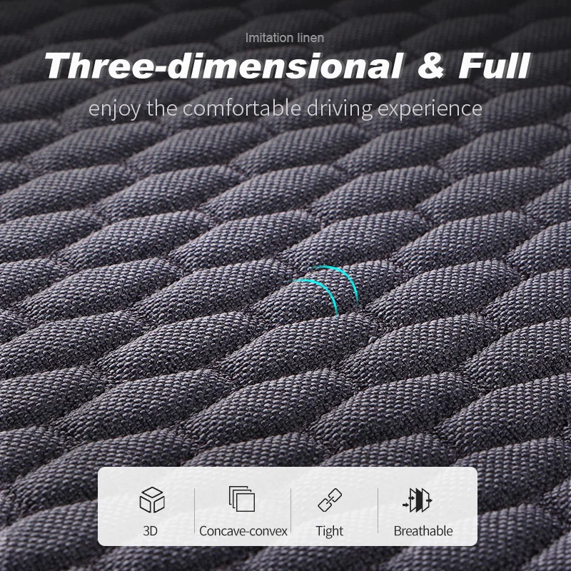 Karcle Cotton Linen Breathable Car Seat Protector - 4 Seasons Anti-Sweat Rear Seat Cover Kit