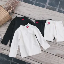 Осенне-зимняя детская пижама с вышивкой вишни для девочек, одежда для сна детские пижамы хлопковые пижамы с длинными рукавами для маленьких мальчиков