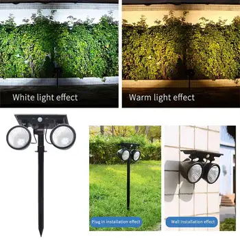 

Body Induction Double Heads Illuminate Yard ABS Ground Insert 4 Modes Outdoor Lawn Lamp Solar Powered Wall Mounted Easy Install