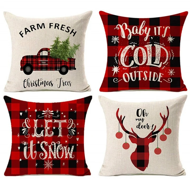 Christmas Decorations Pillow Covers Farmhouse Decor Throw Cases Retro Truck 18 x Inch Cushion Cover Drop Shipping | Дом и сад