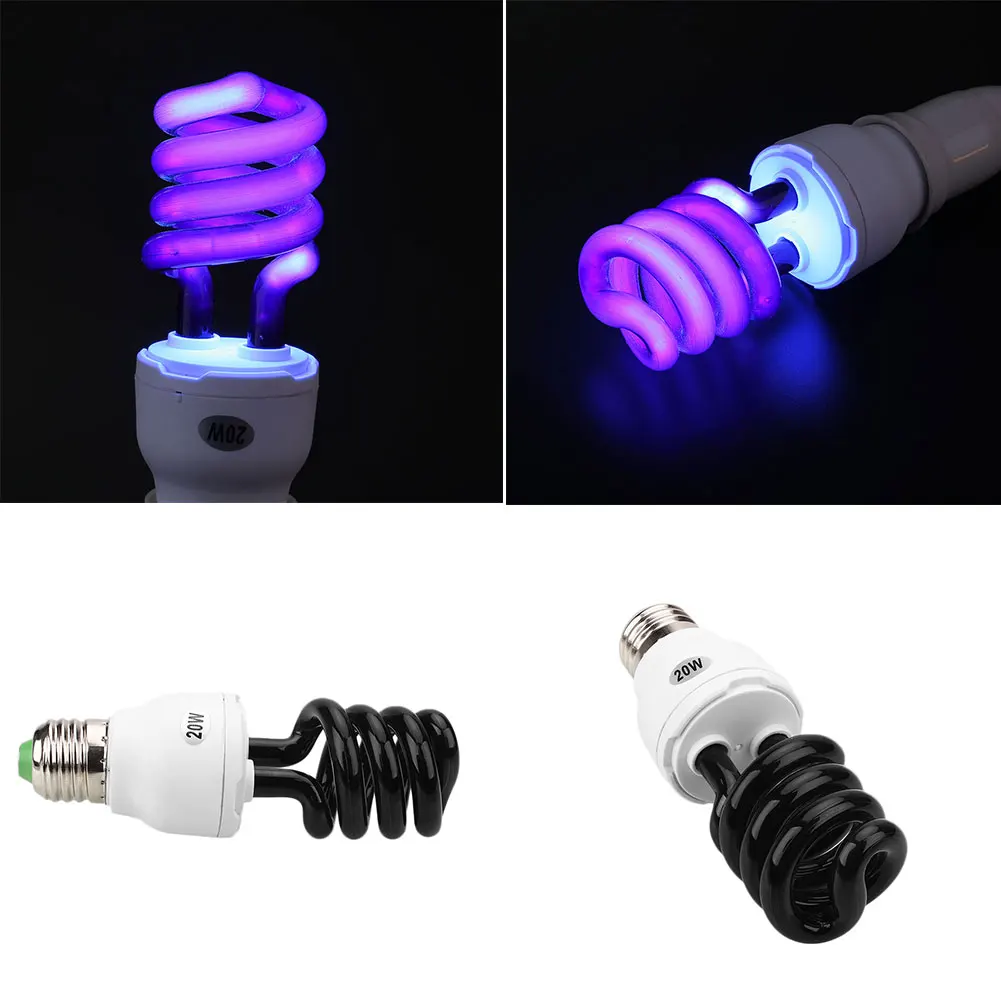 Lights Ultraviolet Lamp Light Bulb 20W E27 Fluorescent Small Screw Blacklight 220V