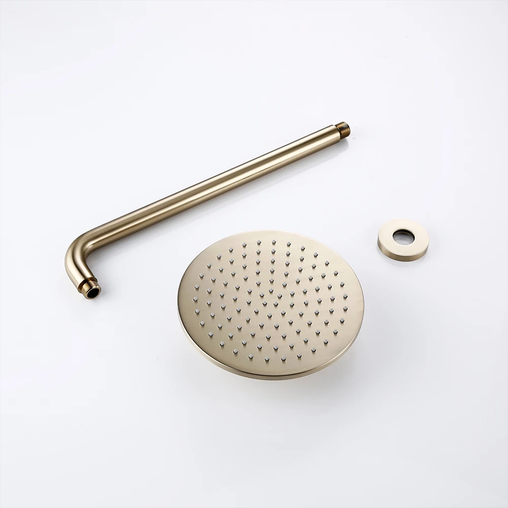 Shower Head Shower Set Shower System Wall Mount Bathroom Set Bath Faucet Brass Diverter Mixer Tap Brushed Gold With RainFall Head And Hand Held 8-12