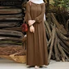 ZANZEA Women Vintage Dubai Abaya Turkey Hijab Dress Autumn Sundress Solid Muslim Islamic Clothing Long Sleeve Maxi Long Dress 1