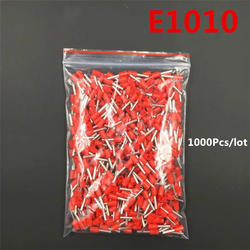 1000 шт. E1010 изоляционные трубки терминал 1MM2 18AWG кабель провода разъем изоляционный обжимной E черный желтый синий красный зеленый