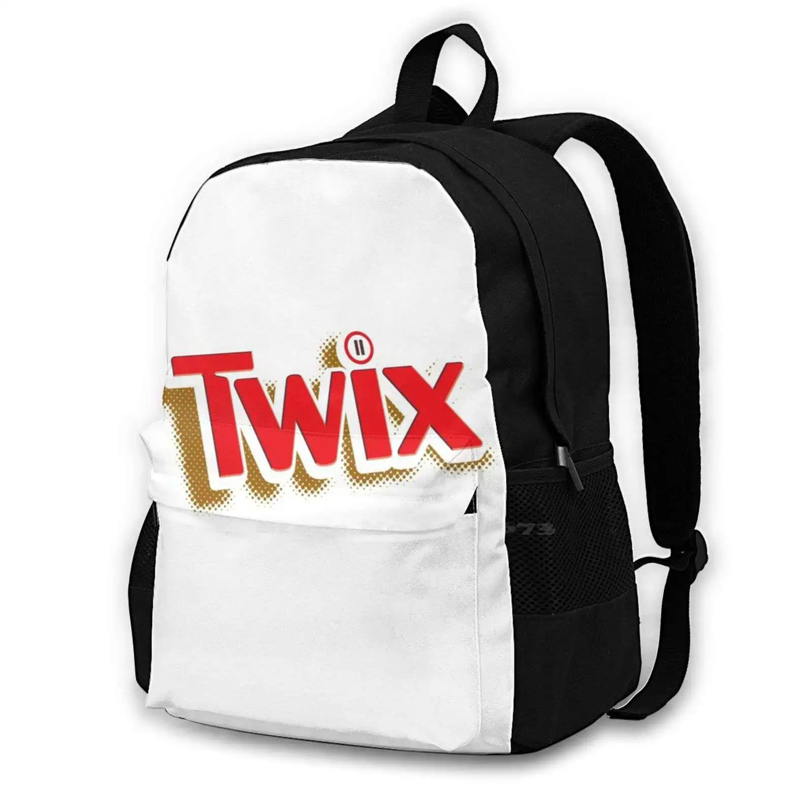 Twix Logo 3D Print Design Zaino Borsa Casual Twix Mars Logo Bar Chocolatebar Energy Biscuits Break Pop Caramel Nuts