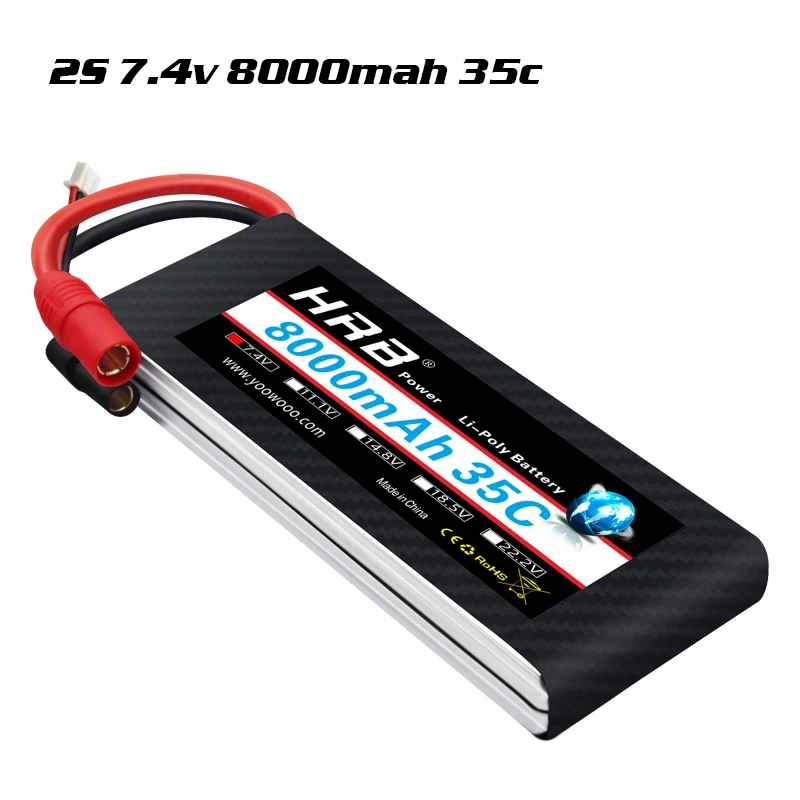 HRB RC Lipo батарея 2S 7,4 v 5000mah 6000mah 3300mah 2200mah 2700mah 2600mah 1800mah 4200mah 22000mah батарея для радиоуправляемого дрона - Цвет: 8000mah