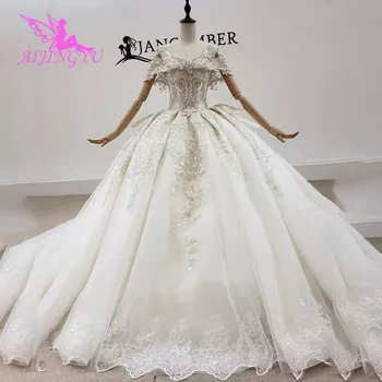 شراءAIJINGYU فساتين كبيرة الحجم مع الكرة الملكية الأبيض Modests 2021 أنيق Gownes فستان الزفاف جمهورية التشيك