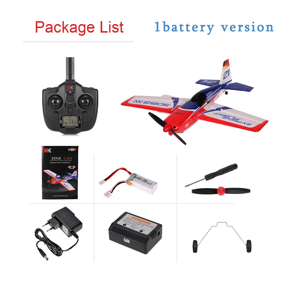 1 battery EU Plug Wltoys XK A430 2,4G 5CH RC самолет бесщеточный двигатель 3D6G система Glide RC самолет 430 мм размах крыльев EPS RC модель самолета RTF - Цвет: 1 battery EU Plug