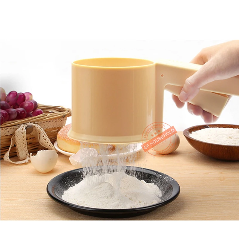 

Plastic Flour Sieve Filter Mesh Handheld Manual Flour Powder Icing Sugar Sifter Cup Kitchen Home Baking Pastry Tool