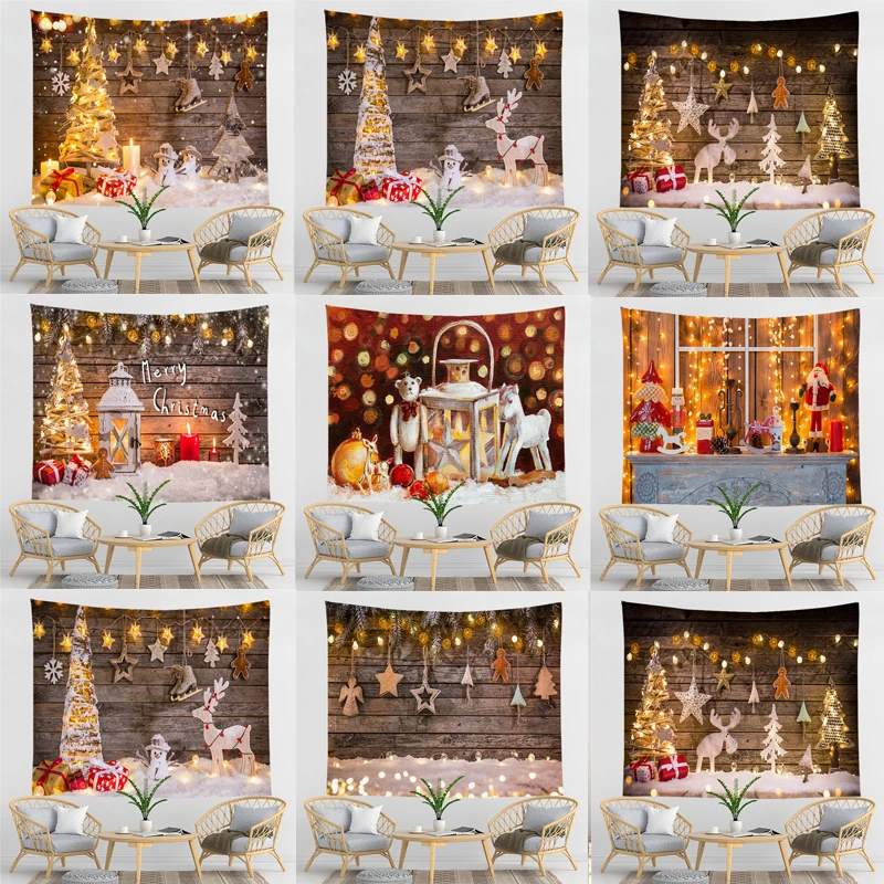 

Christmas Tapestry Wall Hanging Christmas Tree Wall Cloth Christmas Star Tapestries 200cmx150cm