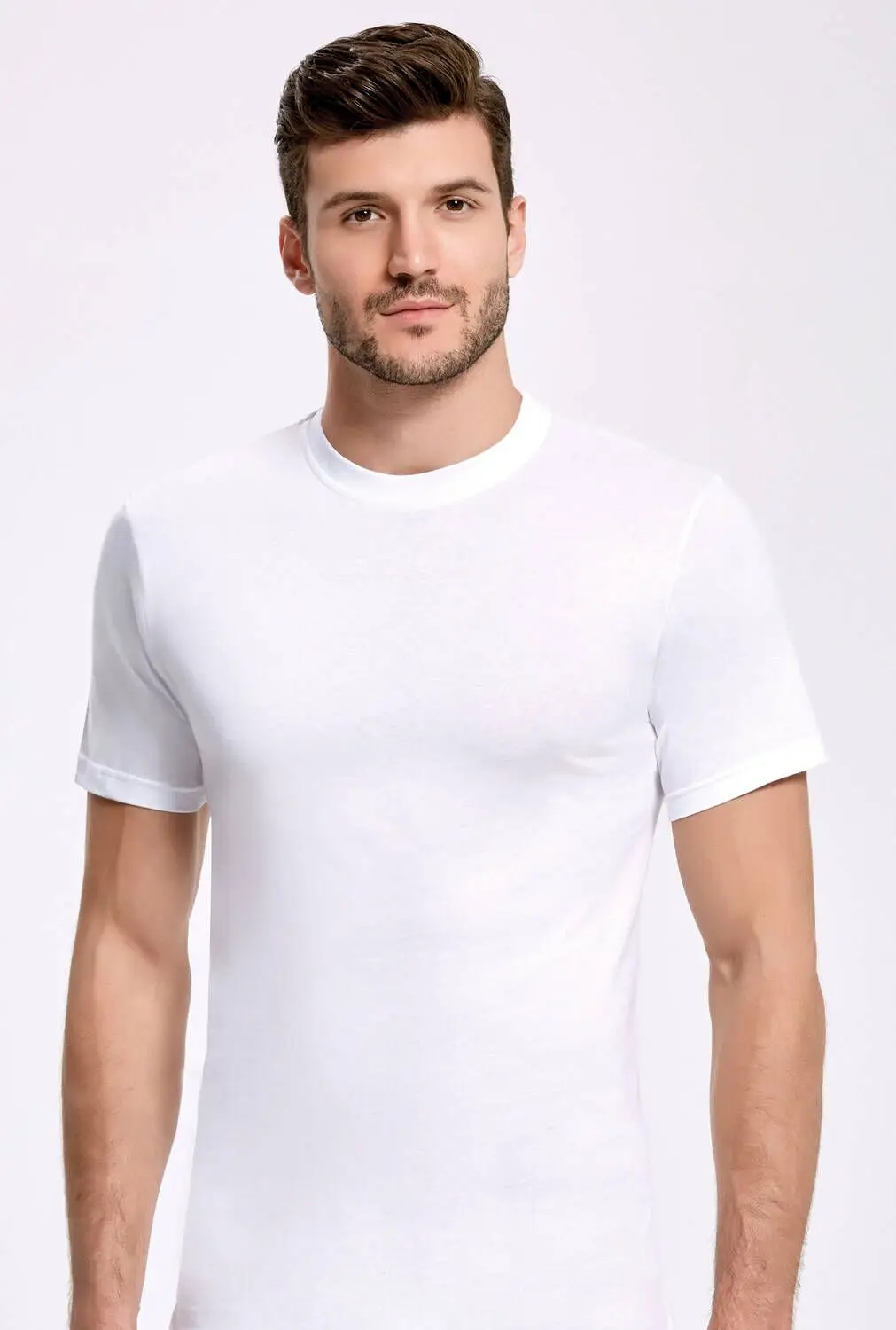 Principle of 1004 0-Neck White Male Undershirt 3 PCs