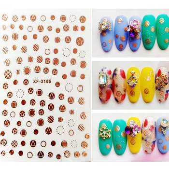

1pcs 3D Rose Gold Nail Art Sticker letter Star Moon Lines Designs Manicure Decoration