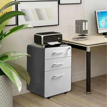 

Portable Steel Filing Cabinet Furniture Office Drawer Metal Under-Desk Fully Assembled With Lockable Stationary Rack Castors