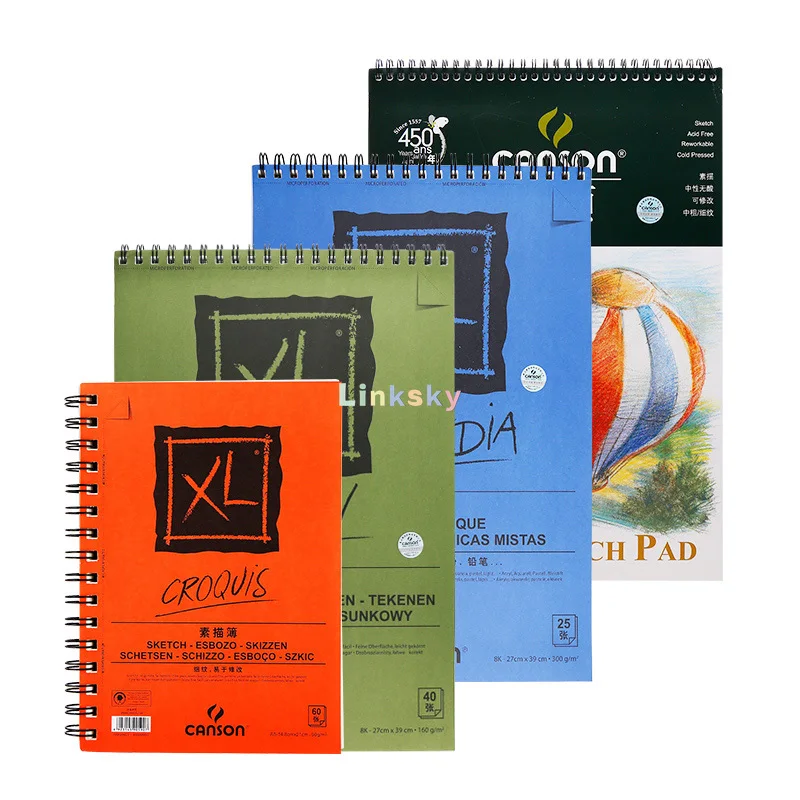 CANSON XL Series Creative Painting Book 16K/8K/A4/A3 Sketch/Marker/Acrylic/ Watercolor/Pencil/Toner Stick Book Kraft Paper Book