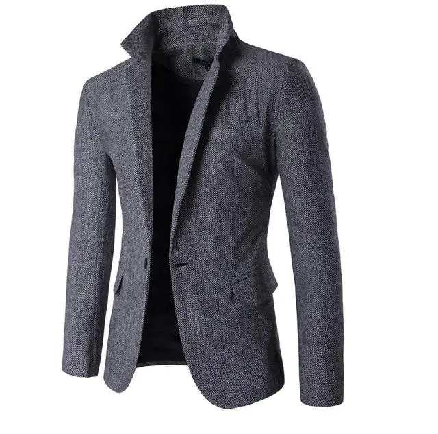 Высокое качество мужской модный Блейзер Повседневный тонкий костюм ma - Color: Gray