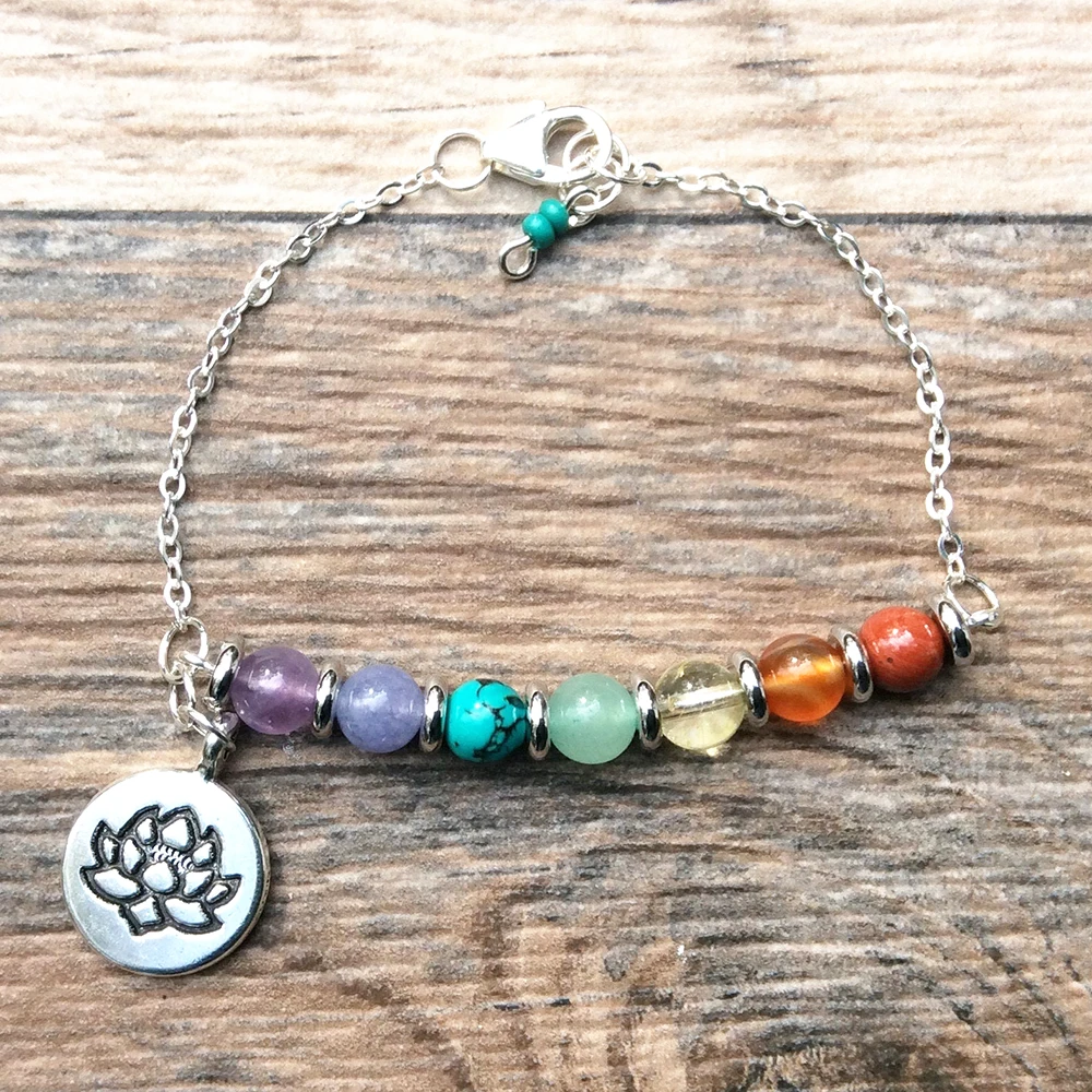 Ruberthen, дизайн, Lotus Charm, 7 Чакра, браслет, натуральные кристаллы, исцеляющий браслет для женщин, лучший подарок для нее