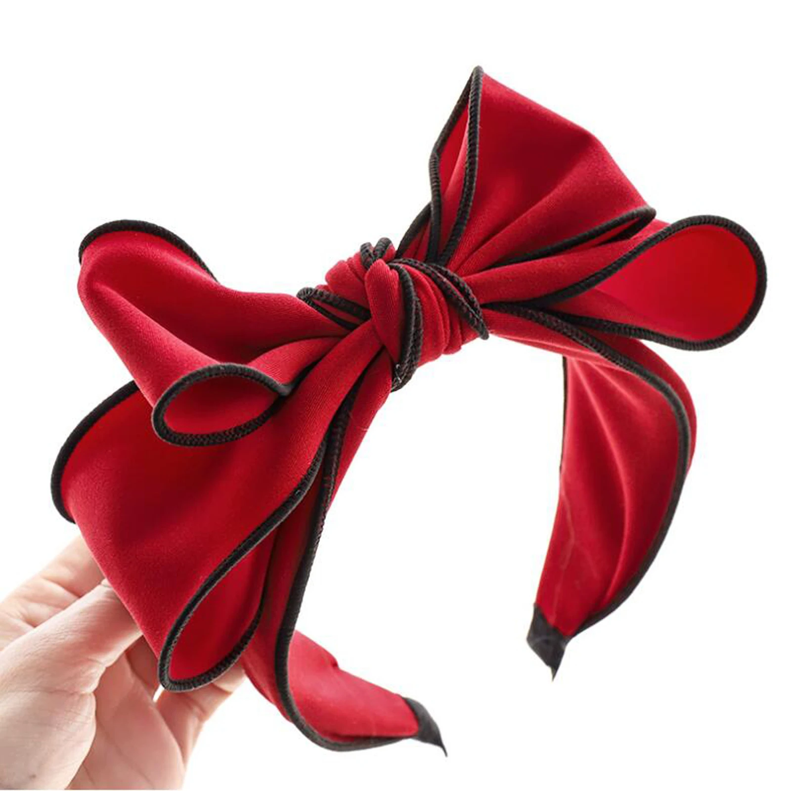 PROLY New Fashion Hair Accessories For Women Oversized Double-layer Bow Knot Headband Solid Color Fresh Hairband Wholesale hair ties for women