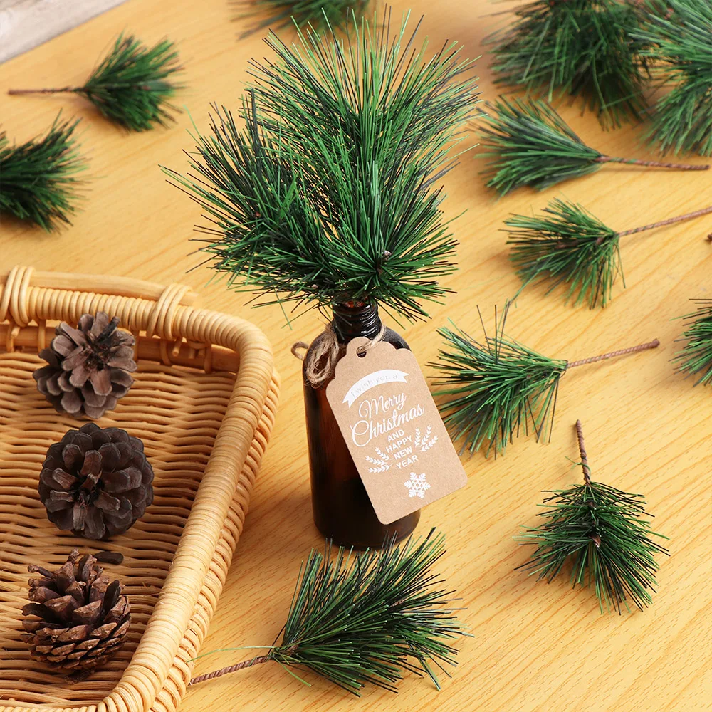 

10pcs Green Artificial Pine Needles Artificial Plants Fake Flowers For Handmade DIY Christmas Home Decorations
