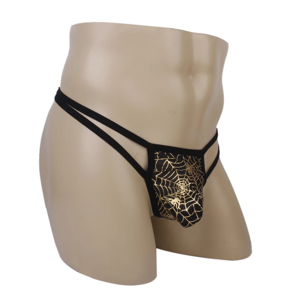 Mens Spider Web Posing Pouch Jock Strap Briefs Thong T-back G-string Underwear
