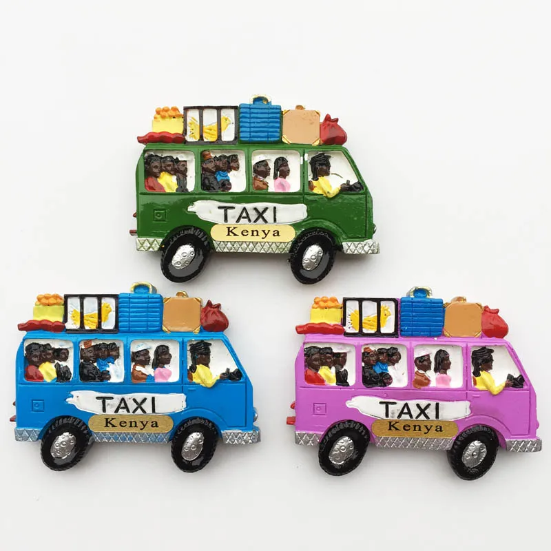 Africa Kenya Fridge 3d Resin Taxi Mini Bus Tourist Sourvenir Travel Gifts Refrigerator