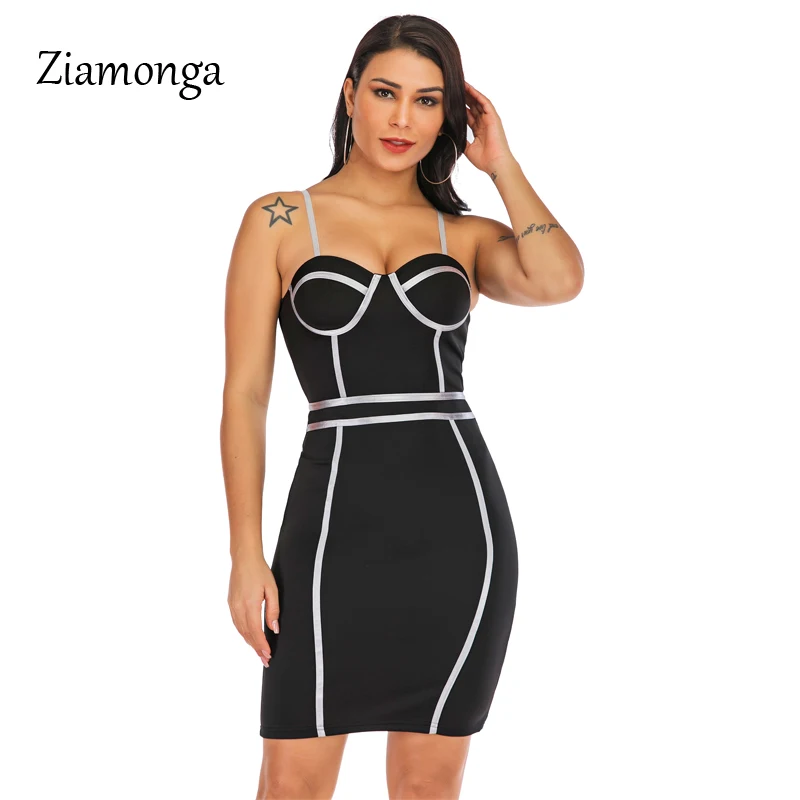 Ziamonga, женское Бандажное платье, сексуальное, на тонких бретелях, облегающее, сексуальное, Клубное, модное, для вечеринки, знаменитостей, для девушек, летнее платье