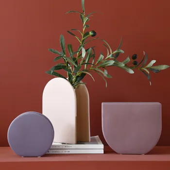 

Morandi Color Flower Vase Creative Handmade Ceramic Decoration Model Room Crafts Ornaments Vase Decoration Home Desktop Decor