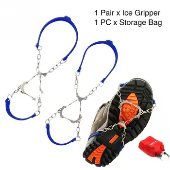 

1Pair 6 Teeth Ice Gripper Outdoor Chain Cleats Shoe Spikes Snow Hiking Anti Slip Snow Skiing Universal Climbing Accessory