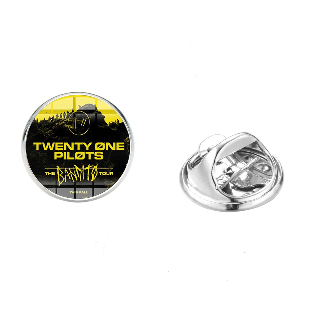 Style 7 SONGDA Twenty One Pilots, броши в стиле хип-хоп, рок, музыкальная группа, графическое стекло, круглая застежка из нержавеющей стали, булавки, Панк ювелирные изделия, подарок для фанатов - Окраска металла: Style 7