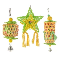 Natural Bamboo Rattan/Paper Weaving Cage Pet Bird Chewing Toys Parrot Cage Foraging Shredder Home Hanging Decoration 1